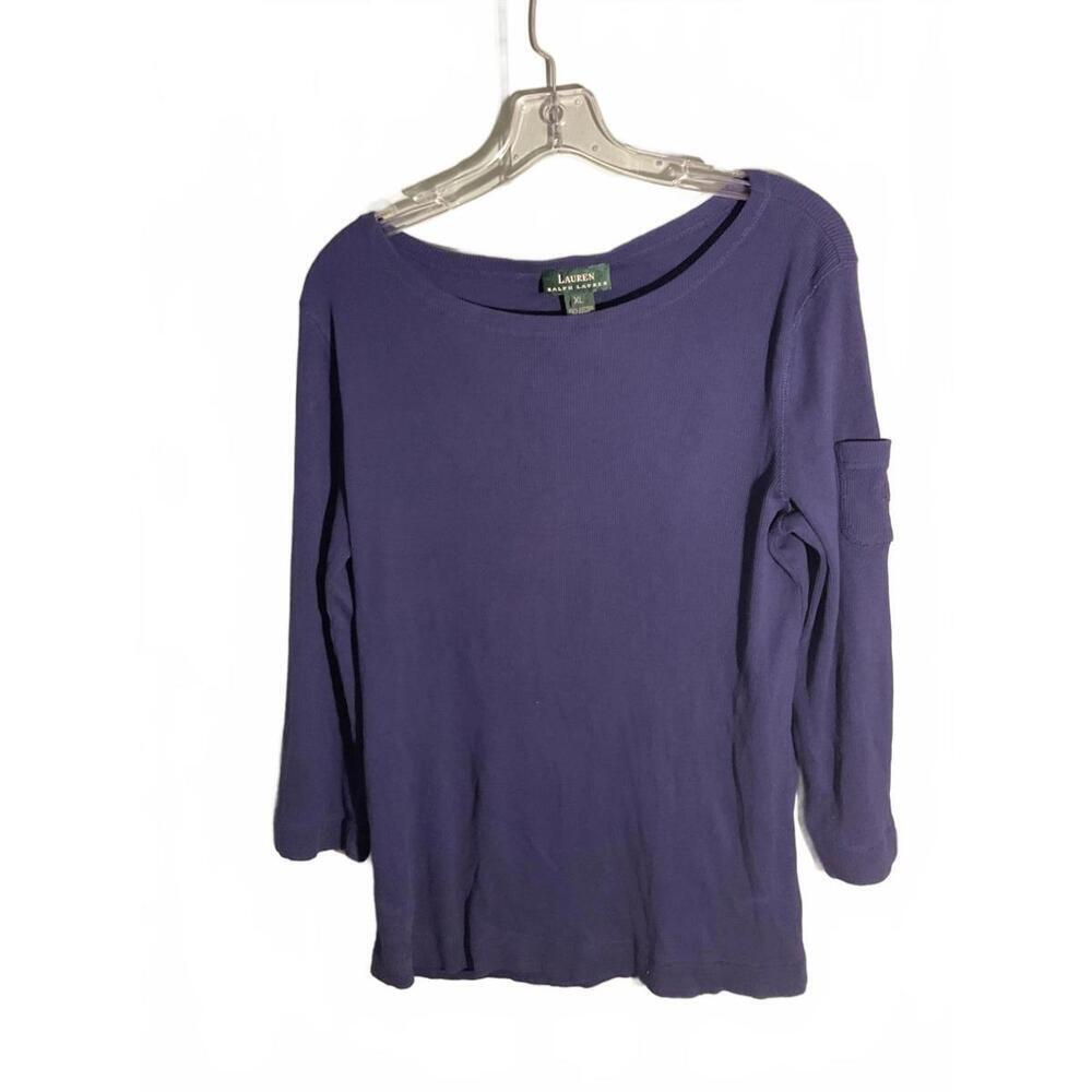 Lauren Ralph Lauren Navy Ribbed Top with Cargo pocket on Sleeve XL